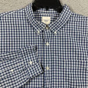 Lands' End Canvas 1963 Shirt‎ Mens XL Blue Plaid Long Sleeve Button Down Casual